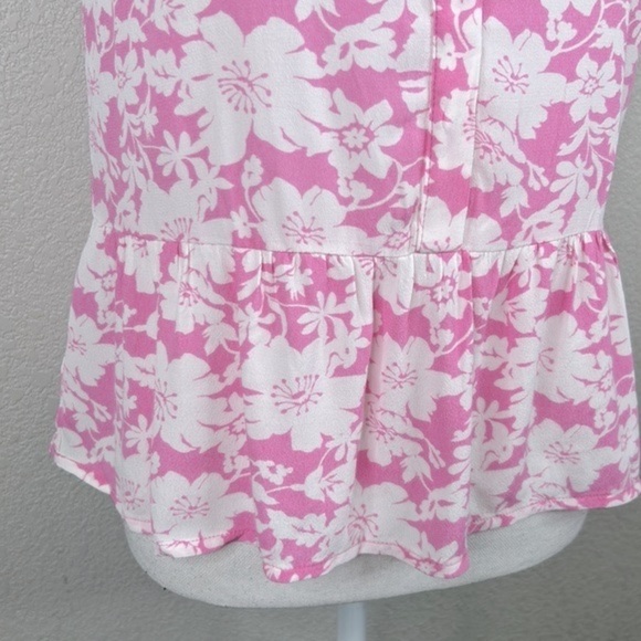 LOFT Ann Taylor Pink & White Floral Front Button Flowy Top Size XS New with tags - Picture 3 of 7